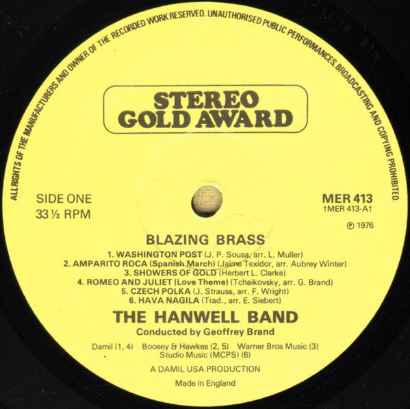 The Hanwell Band : Blazing Brass (LP, Album, RE)