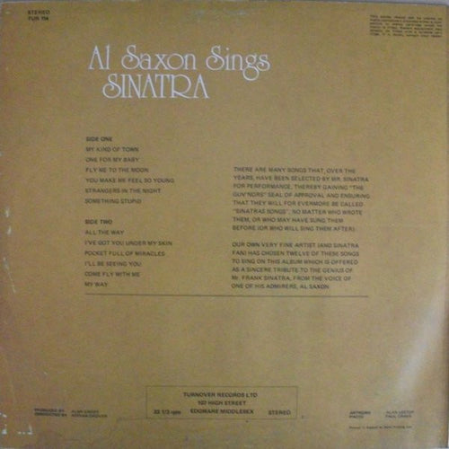 Al Saxon : Al Saxon Sings Sinatra (LP, Album)