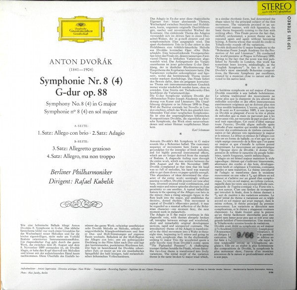 Antonín Dvořák, Berliner Philharmoniker, Rafael Kubelik : Symphonie Nr. 8 (4) (LP)