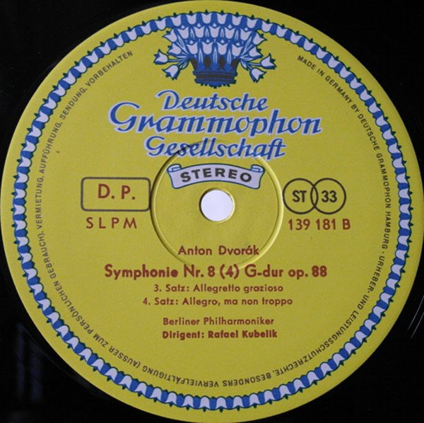 Antonín Dvořák, Berliner Philharmoniker, Rafael Kubelik : Symphonie Nr. 8 (4) (LP)