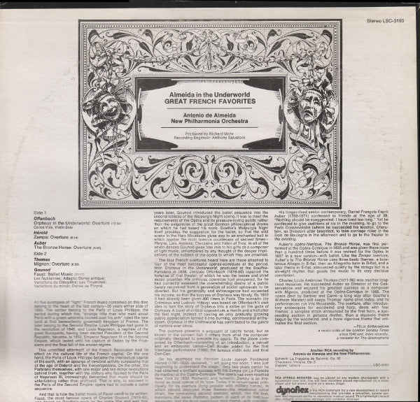 Antonio De Almeida, New Philharmonia Orchestra : Almeida In The Underworld - Great French Favorites (LP)