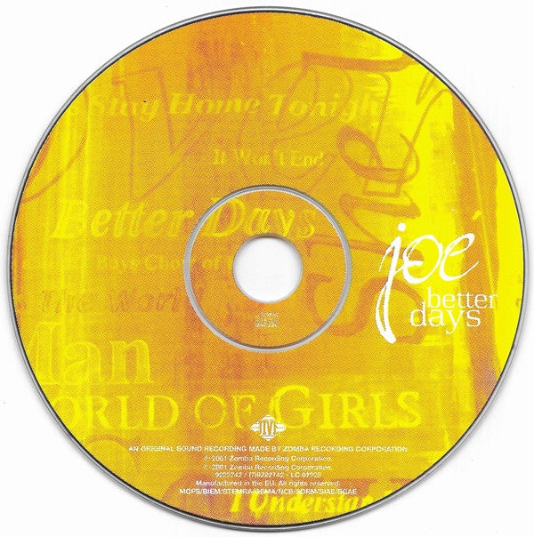 Joe : Better Days (CD, Album)