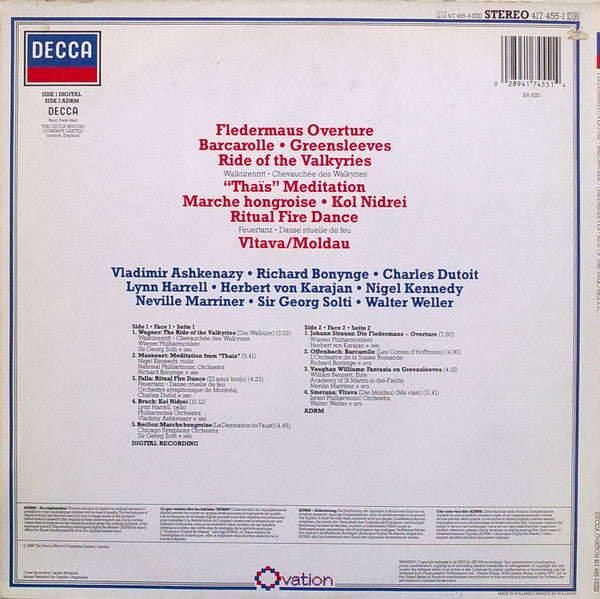 Various : Fledermaus Overture / Barcarolle · Greensleeves / Ride Of The Valkyries / "Thais" Meditation / Marche Hongroise · Kol Nidrei / Ritual Fire Dance / Vltava = Moldau (LP, Comp)