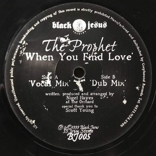 The Prophet (3) : When You Find Love (12")