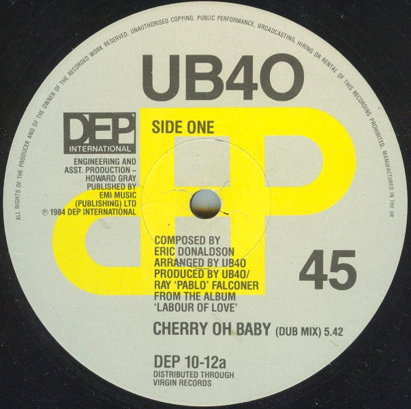 UB40 : Cherry Oh Baby (Dub Mix) (12", Single)