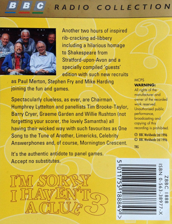 "I'm Sorry I Haven't A Clue" Cast : I'm Sorry I Haven't A Clue 3 (2xCass)