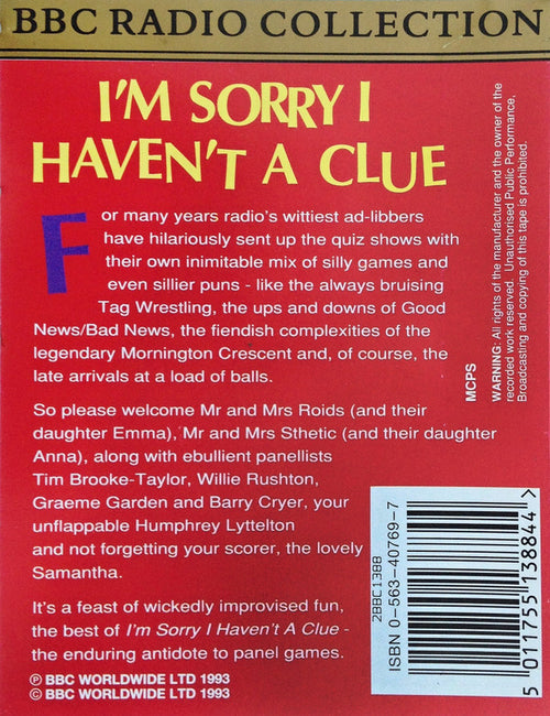 "I'm Sorry I Haven't A Clue" Cast : I'm Sorry I Haven't A Clue (2xCass, RE)
