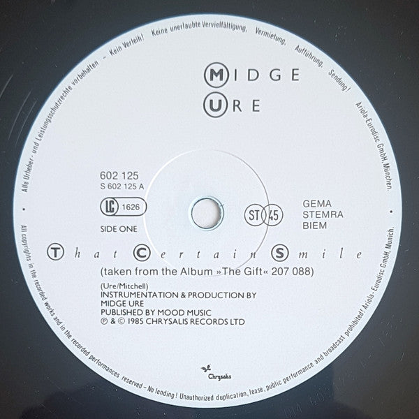 Midge Ure : That Certain Smile (12", Maxi)