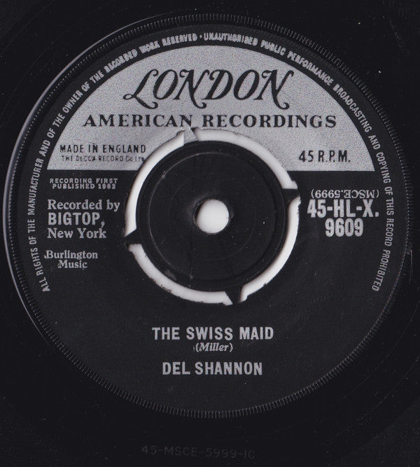 Del Shannon : The Swiss Maid (7", Single)