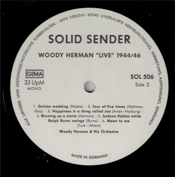 Woody Herman : Woody Herman & His Orchestra "The First Herd 'Live' 1944-1946 (LP)