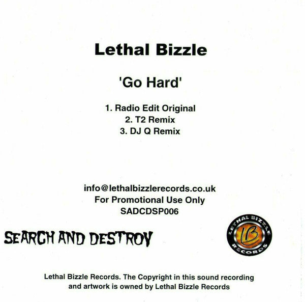 Lethal Bizzle Featuring Donae'o : Go Hard (CDr, Single, Promo)