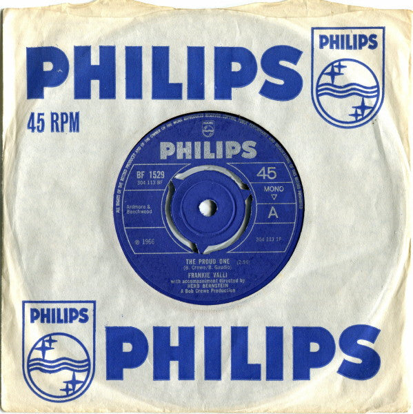 Frankie Valli : The Proud One (7", Single, Mono)