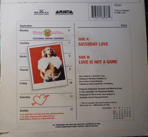 Illegal Motion : Saturday Love (7", Single)