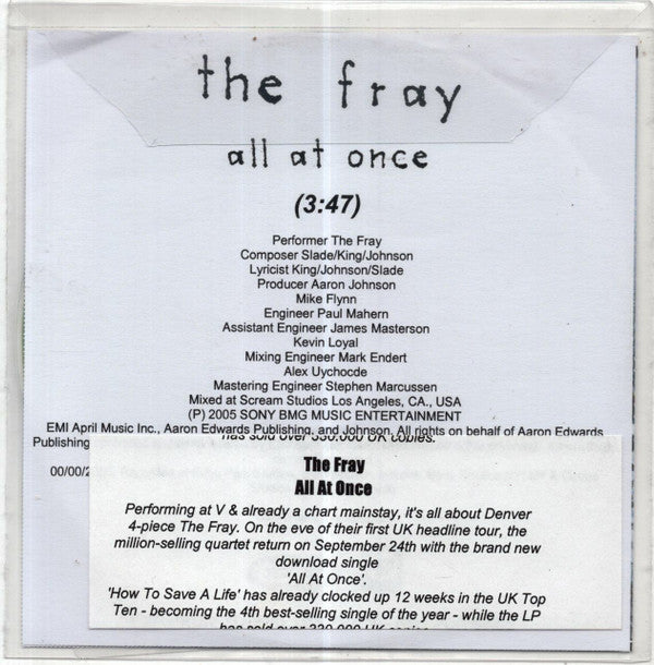 The Fray : All At Once (CDr, Single, Promo)