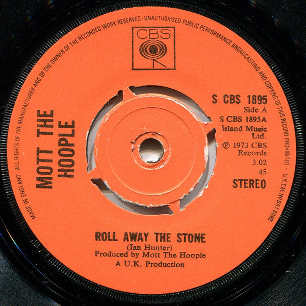 Mott The Hoople : Roll Away The Stone  (7", Single, Kno)