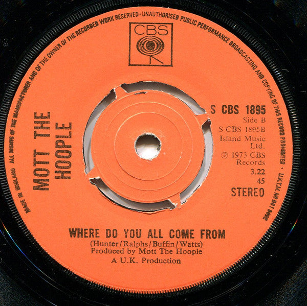 Mott The Hoople : Roll Away The Stone  (7", Single, Kno)