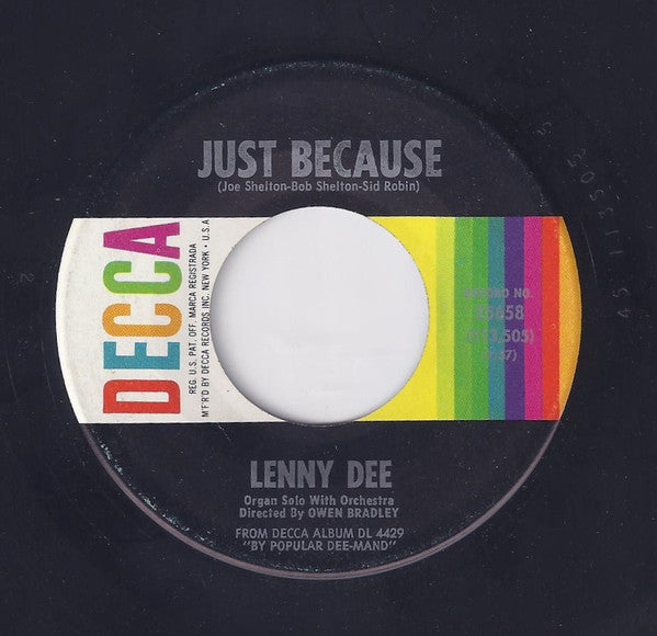 Lenny Dee (2) : Just Because / Oh, Lonesome Me (7")