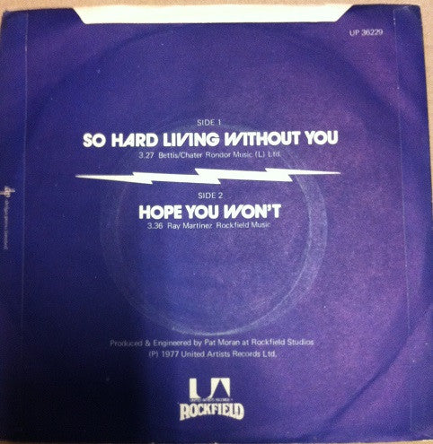 Airwaves (4) : So Hard Livin' Without You / Hope You Won't (7", Promo)