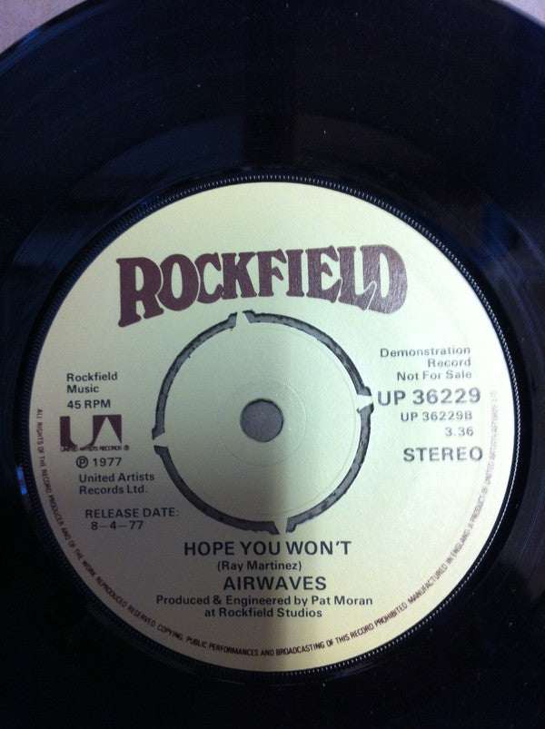 Airwaves (4) : So Hard Livin' Without You / Hope You Won't (7", Promo)