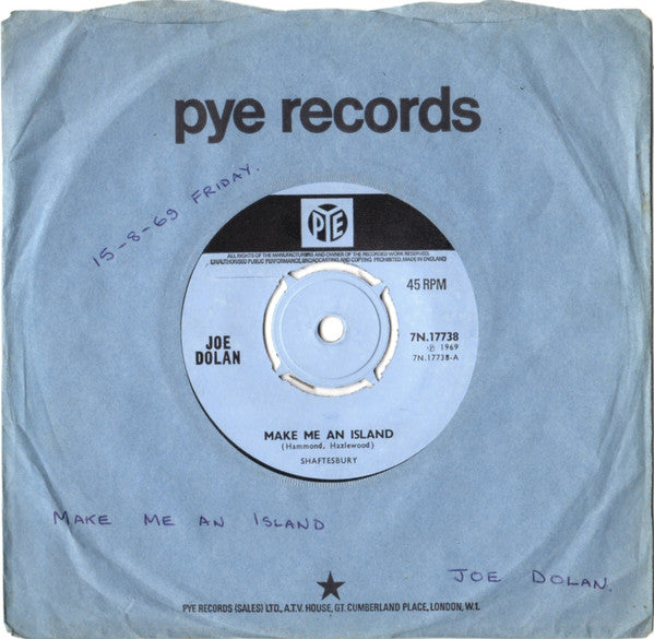 Joe Dolan : Make Me An Island (7", Single, Pus)