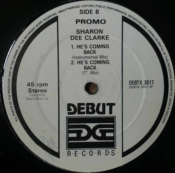 Sharon Dee Clarke : He's Coming Back (12", Promo)