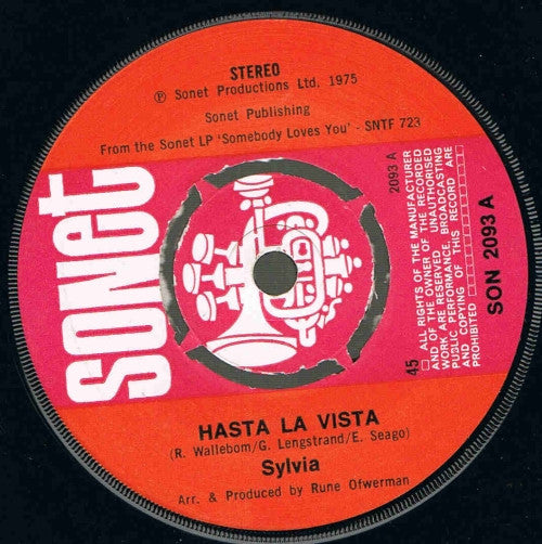 Sylvia Vrethammar : Hasta La Vista (7", Single, Pus)