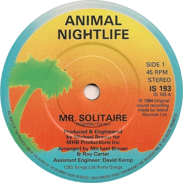 Animal Nightlife : Mr Solitaire (7", Single)