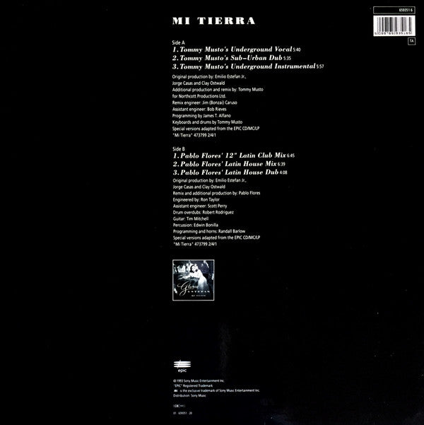 Gloria Estefan : Mi Tierra (Tommy Musto & Pablo Flores Mixes) (12", Single)