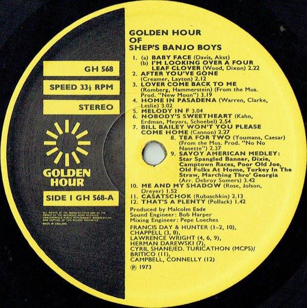 Sheps Banjo Boys : Golden Hour Of Shep's Banjo Boys (LP, Comp)