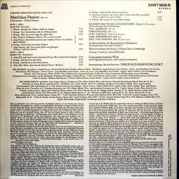 Johann Sebastian Bach - Concentus Musicus Wien : Matthäus-Passion: Chorszenen • Choral Scenes (LP, Album)