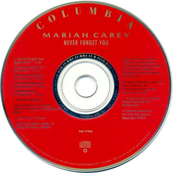 Mariah Carey : Never Forget You (CD, Maxi)