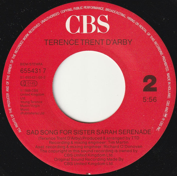 Terence Trent D'Arby : This Side Of Love (7", Single)