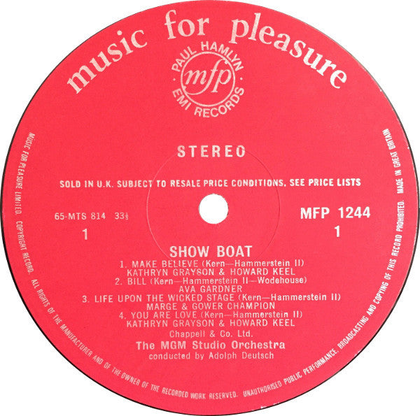 Howard Keel, Kathryn Grayson, Ava Gardner : Selections From The Original MGM Soundtrack Of Showboat (LP)
