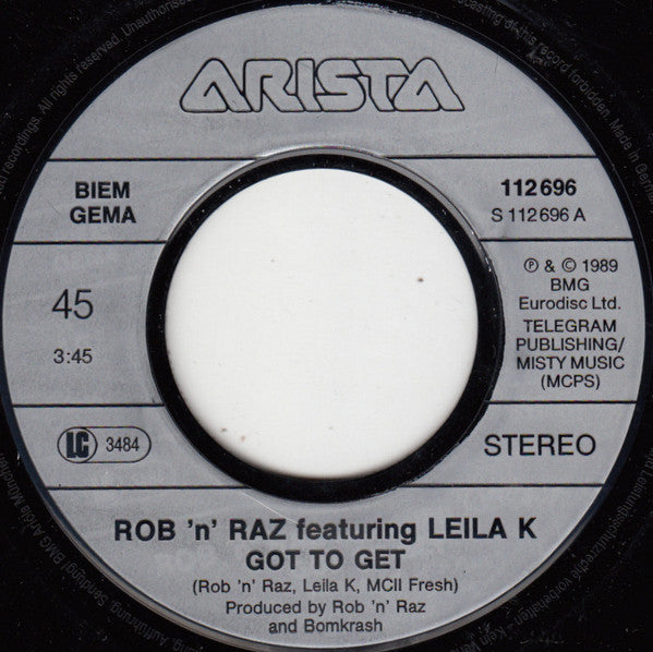 Rob 'N' Raz Featuring Leila K : Got To Get (7", Single)