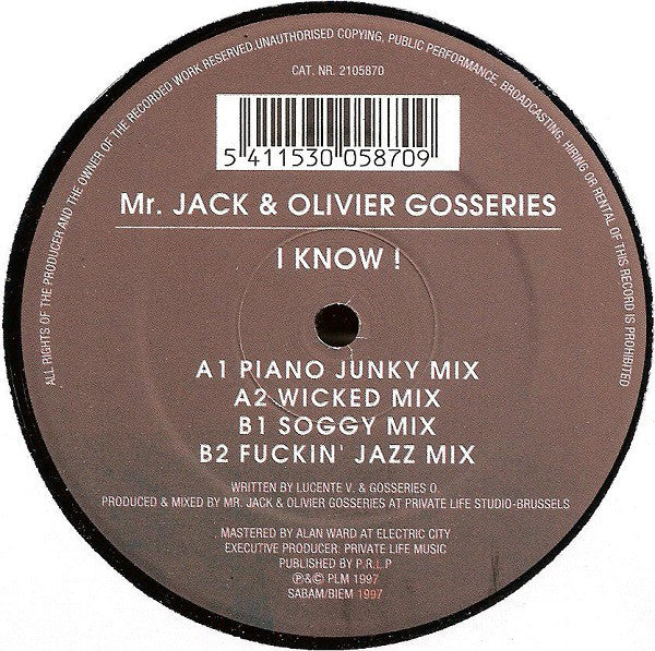 Mr. Jack & Olivier Gosseries : I Know ! (12")