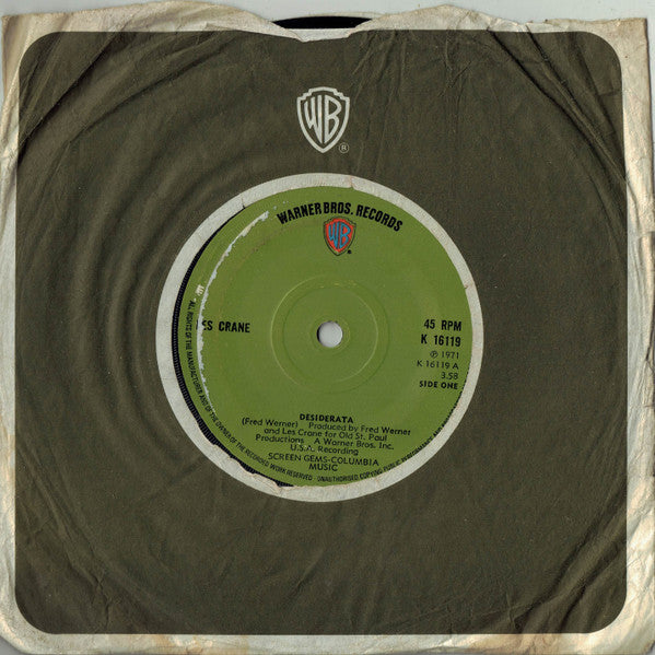 Les Crane : Desiderata (7", Sol)