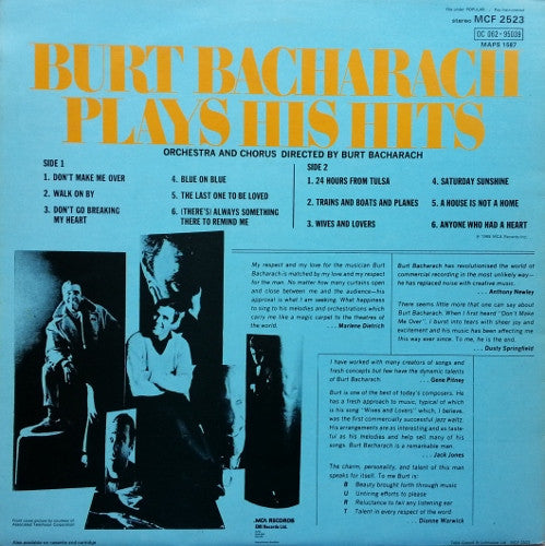 Burt Bacharach : Plays His Hits (LP, Album, RE)