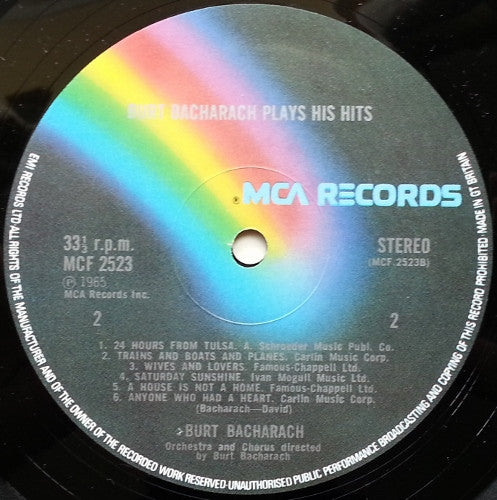Burt Bacharach : Plays His Hits (LP, Album, RE)