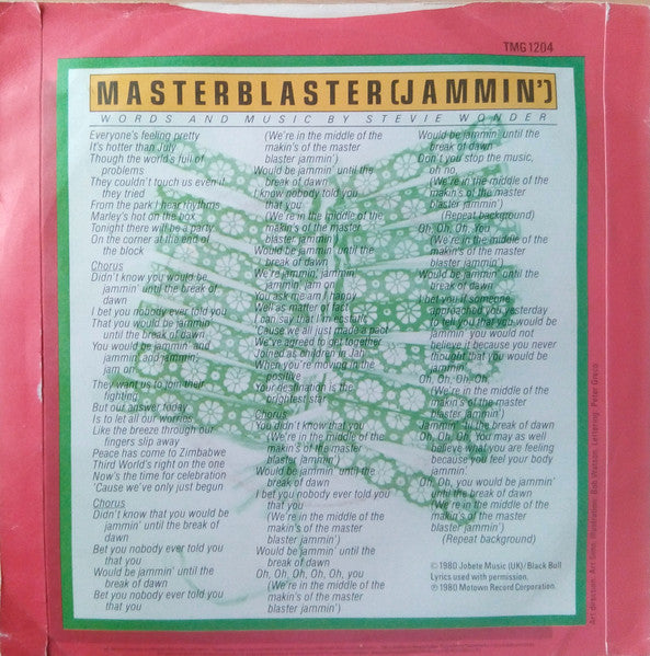 Stevie Wonder : Master Blaster (7", Single)