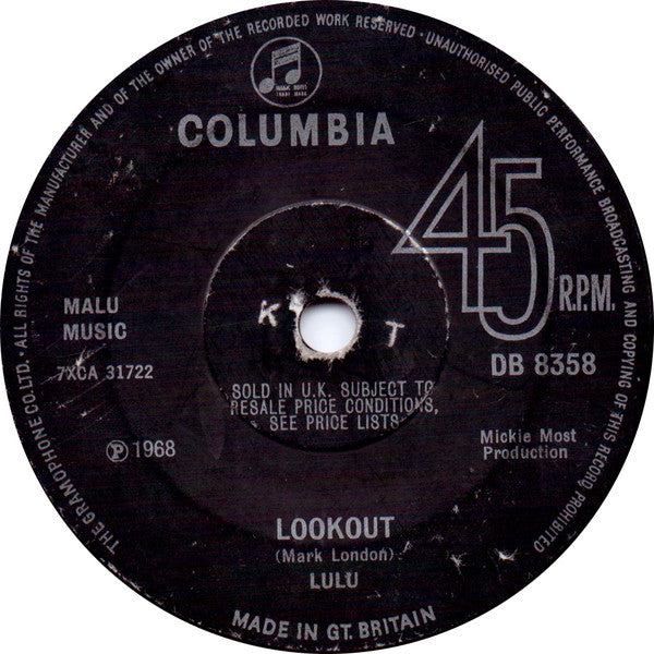 Lulu : Me, The Peaceful Heart (7", Single, Sol)