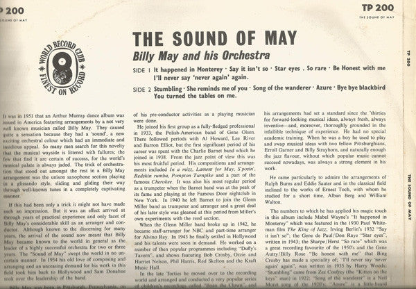 Billy May And His Orchestra : The Sound Of May (LP, Mono)