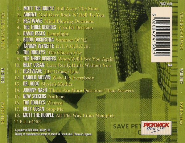 Various : '70s Sensations (CD, Comp)