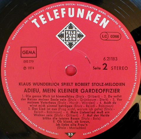 Klaus Wunderlich : Adieu, Mein Kleiner Gardeoffizier - Klaus Wunderlich Spielt Robert Stolz-Melodien (LP, RP)