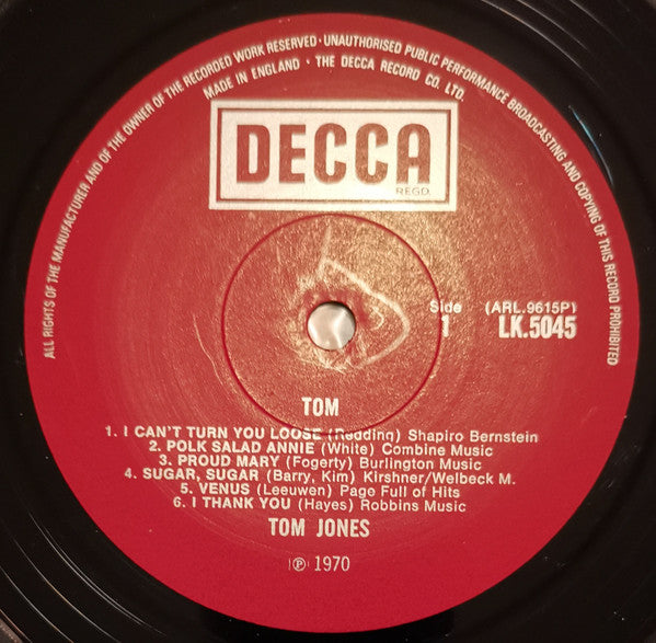 Tom Jones : Tom (LP, Album, Mono)