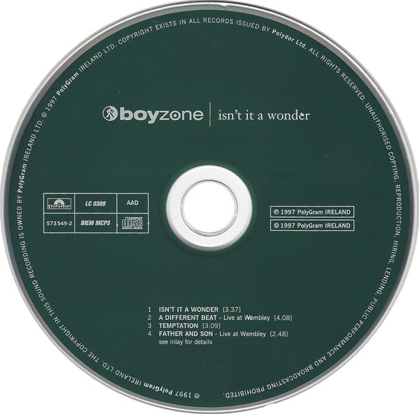 Boyzone : Isn't It A Wonder (CD, Single)