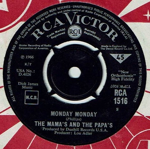 The Mamas & The Papas : Monday Monday  (7", Single)