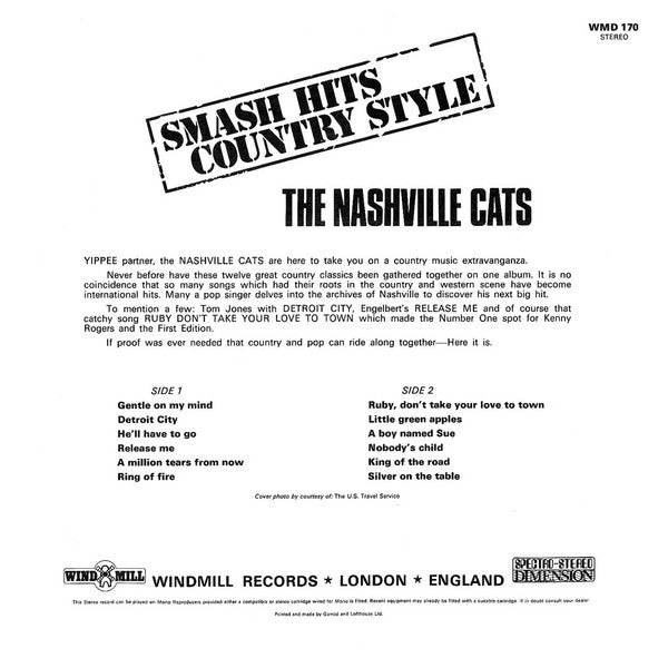 The Nashville Cats : Smash Hits Country Style (LP)