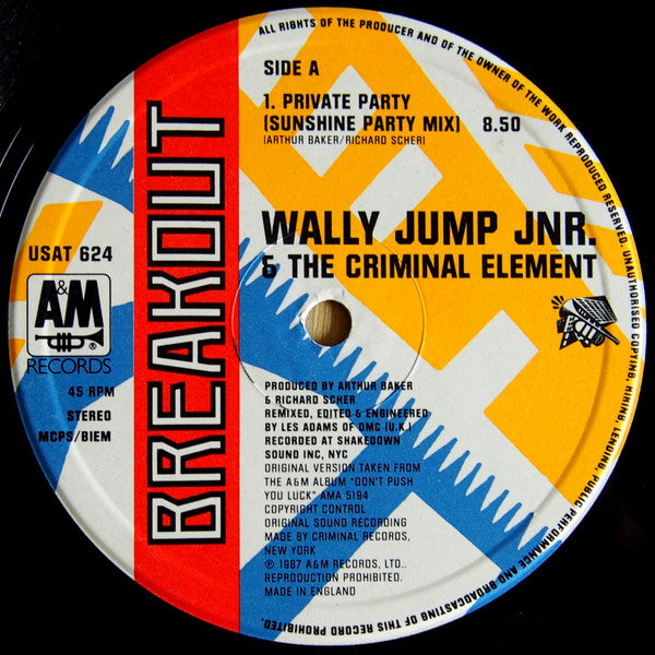 Wally Jump Jr & The Criminal Element : Private Party (12")