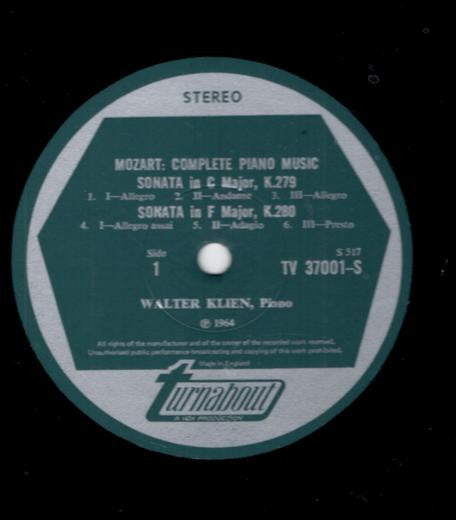 Wolfgang Amadeus Mozart, Walter Klien : Complete Piano Music Vol. 1 (LP)