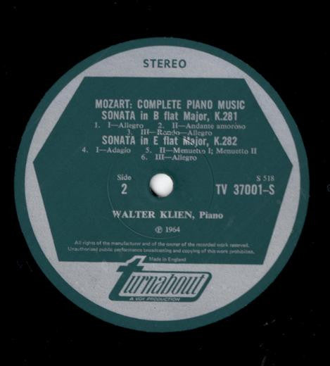 Wolfgang Amadeus Mozart, Walter Klien : Complete Piano Music Vol. 1 (LP)